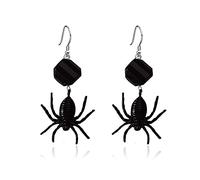 Vintage Gothic Spider Earrings Halloween Crystal Spider Drop Dangle Earrings Punk Style Reptile Animal Jewelry for Women, Zinc, No Gemstone