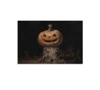 Vintage Gothic Wall Art Black Crow Smiley Pumpkin Poster Halloween Artwork Print Canvas Victorian Style Dark Academia Room Wall Decor Unframe-style 12x18inch(30x45cm)