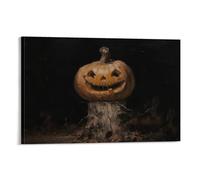 Vintage Gothic Wall Art Black Crow Smiley Pumpkin Poster Halloween Artwork Print Canvas Victorian Style Dark Academia Room Wall Decor Frame-style 16x24inch(40x60cm)