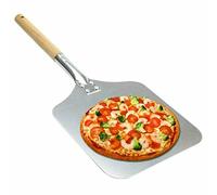 Vintage Gourmet ® 12 x 14 Inch Aluminium Pizza Peel with 10 Inch Wooden Handle Outdoor Indoor Pizza Oven Traditional Style Professional Pizza Paddle Shovel Bakers Oven Cakes Flat Bread Baking at Home