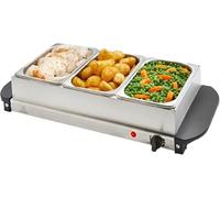 Vintage Gourmet® 3 Tray Food Warmer, All in One Buffet Server with Warming Plate Function,Turkey & Vegetables, Keeps Food Warm,Variable Temperature Control, Cool-Touch Handles 7.5 Litre 300W 64cm Wide