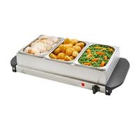 Vintage Gourmet® 3 Tray Food Warmer, All in One Buffet Server with Warming Plate Function,Turkey & Vegetables, Keeps Food Warm 200W, Temperature Control, Cool-Touch Handles Easy Portability 3 x 1.5L