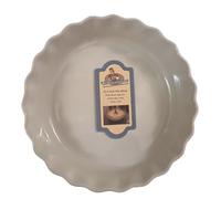 Vintage Gourmet Classic Stoneware Glazed Round Deep Ceramic Pie Dish, White Fluted Edges for Making Perfect Pies Serve Oven to Table 20cm or 26cm Diameter by 5cm Depth Oven-Safe up to 250°C (23 cm)