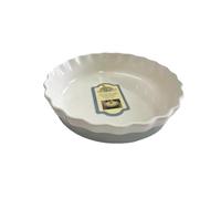 Vintage Gourmet Stoneware Ceramic Pie Dish with Fluted Edges, Round Deep Baking Pan, Oven Safe to 250°C, Dishwasher Safe, White Glaze, 26 cm Diameter, 5 cm Depth