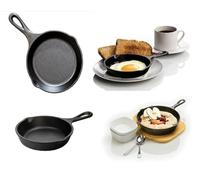 Vintage Gourmet The Mini Cast Iron Skillet, 5" Small Frying Pans with Double Drip-Spouts Pre-Seasoned Oven Safe Cookware, Camping Indoor Outdoor Cooking, Grill Safe, One Egg, Restaurant Chef Quality