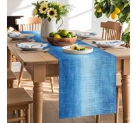 Vintage Gradient Blue Texture Table Runner 120 Inches Long, Retro Abstract Art Washable Table Runners Heat-Insulation Kitchen Dining Table Decorations for Home Party Decor 13x120in