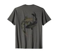 Vintage Graffiti Nishikigoi Fish Backprint Koi Carp T-Shirt, Men, Asphalt Grey, XX-Large