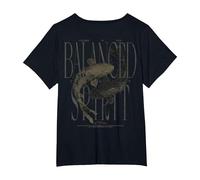 Vintage Graffiti Nishikigoi Fish Backprint Koi Carp T-Shirt, Women's Plus, Black, 2X