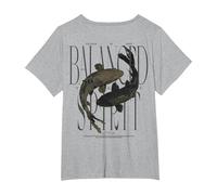 Vintage Graffiti Nishikigoi Fish Backprint Koi Carp T-Shirt, Women's Plus, Heather Grey, 4X