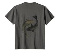 Vintage Graffiti Nishikigoi Fish Backprint Koi Carp T-Shirt, Youth, Asphalt Grey, 2T