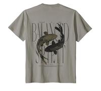 Vintage Graffiti Nishikigoi Fish Backprint Koi Carp T-Shirt, Youth, Slate Grey, Large