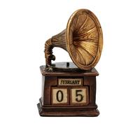 Vintage Gramophone Perpetual Calendar, Reusable Resin Block Perpetual Calendar, Eternal Date Display, Daily Desktop Calendar for Home Office Decor, Unique Gift for Music Lovers