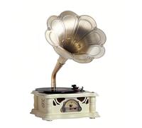 Vintage Gramophone, Retro Phonograph Vinyl Record Players, Bluetooth Audio Turntables, 7"/9"/12" Record Player with FM Stereo Radio and USB Play for Home Decor & Music Entertainment (white)