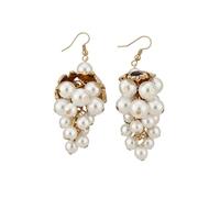 Vintage Grape Cluster Pearl Dangle Earrings, Gold Filigree Leaf Hook Drop Earrings, Elegant Bridal Statement Jewelry for Daily Evening Prom