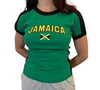 Vintage Graphic Baby Tees for Women Brazil Shirt Y2k Crop Tops Soccer Jersey 2000s Going Out Tops (Slim Green, L)