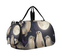 Vintage Graphic Funny Seal Moon Girl's Gym Duffel Bag with Shoes Compartment Multifunctional Overnight Travel Weekender Tote for Travel, Swimming, Dance, Ballet