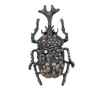 Vintage Gray Crystal Scarab Beetle Pin Brooch, Unisex, 2.5 Inches, Metal, crystal