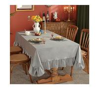 Vintage Gray Velvet Tablecloth 140 x 140 cm Square Kitchen Table Cover with American Flounce Elt Dining Decor Soft Touch Perfect for Home & Events