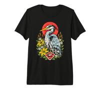 Vintage Great Blue Heron Tattoo Style Birdwatching Design Premium T-Shirt