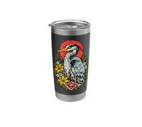 Vintage Great Blue Heron Tattoo Style Birdwatching Design Stainless Steel Insulated Tumbler