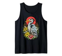 Vintage Great Blue Heron Tattoo Style Birdwatching Design Tank Top