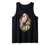 Vintage Great Egret Tattoo Style Birdwatching Design Tank Top