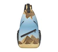 Vintage Great Egyptian Pyramid American Flag Fly Eagle Crossbody Bag Men'S Chest Cross Body Bag, Light, For Hiking And Travel