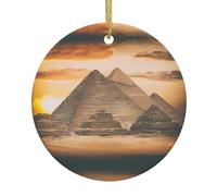 Vintage Great Egyptian Pyramid Ceramic Christmas Tree Ornament - Festive Round Hanging Décor for Xmas, Holidays, Weddings & More