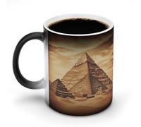 Vintage Great Egyptian Pyramid Magic Color Changing Mug 11 Oz Reveals Surprise Design with Hot Coffee Heat Sensitive Black Ceramic Cup Fun Novelty Gift for Christmas Birthday Office for Men Women