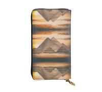 Vintage Great Egyptian Pyramid Print Leather Long Clutch Wallet for Women â€“ Fashionable with Multiple Card Slots, Coin Pocket, Black, One Size