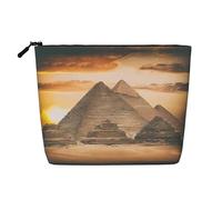 Vintage Great Egyptian Pyramid Printed Fake Hemp Makeup Bag – Travel Toiletry Organizer, Daily Storage, Business Trip Essential