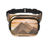 Vintage Great Egyptian Pyramid Square Double Layer Waist Bag Belt - Unisex Everywhere Fanny Pack Purse with Adjustable Strap, Running, Travel, Black, One Size