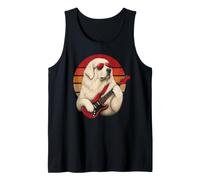 Vintage Great Pyrenees Playing Classic Guitar Rock Music Dog Tank Top