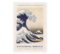 Vintage Great Wave off Kanagawa Portrait exibition Wall Art Poster A4 and A3 size 250gsm Gloss Borderless print (A3 297 x 420mm)