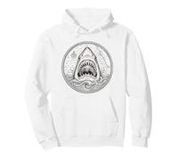 Vintage Great White Shark Nautical Marine Map Art Pullover Hoodie
