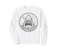 Vintage Great White Shark Nautical Marine Map Art Sweatshirt