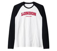 Vintage Greater London Red Blue Varsity Style Design Raglan Baseball Tee