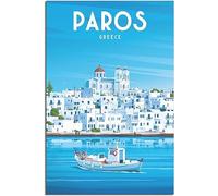 Vintage Greece Paros Island Boat Travel Poster Art Print Retro Wall Art Canvas Poster Room Decor Home Decor Unframed 40x60cm