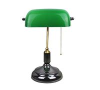 Vintage Green Bankers Lamp - Adjustable Glass Shade Pull Switch Retro Design for Living Room & Bedroom - Classic E27 Desk Light with Black Base Perfect for Home Office & Reading