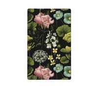 Vintage Green Botanicals On Black Single Toggle Blank Wall Plate Light Switch Cover Decorative 1 Gang for Kitchen Room Bathroom Size 11.4x7cm