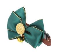 Vintage Green Bow Knot Bell Pet Collar Stylish Neck Accessory for Dogs and Cats Durable Comfortable for Walking and Outdoor Sports