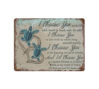 Vintage Green, Brown Sea Turtle Metal Sign I Choose You Decorative Signs For Home Decor, Gifting, Room Decor Retro Metal Tin Sign 8X12 Inches