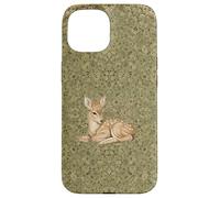 Vintage Green Deer Retro Fawn Woodland Botanical Art Case for iPhone 15