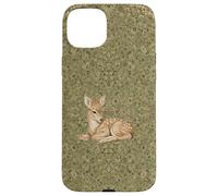 Vintage Green Deer Retro Fawn Woodland Botanical Art Case for iPhone 15 Plus
