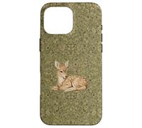 Vintage Green Deer Retro Fawn Woodland Botanical Art Case for iPhone 16 Pro Max