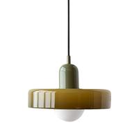Vintage Green Glass Pendant Light, Coastal Style Farmhouse Ceiling Lamp, Mid-Century Modern Chandelier, 25cm Hanging Fixture, Aesthetic Home Decor (Color: A)