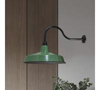 Vintage Green Gooseneck Barn Light - Large Farmhouse Outdoor Wall Sconce, Industrial Porch Fixture for Home, Shop, and Garden - Durable Exterior Lighting