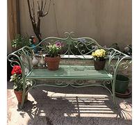 Vintage Green Metal Garden Bench with Backrest - Shabby Chic Outdoor Patio Chair for Parks Yards and Gardens - Stylish Furniture Decoration