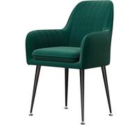 Vintage Green Velvet Dining Chairs Set - Padded Armchair with Metal Legs & Backrest for Kitchen Home Decor Comfortable Seating Solution
