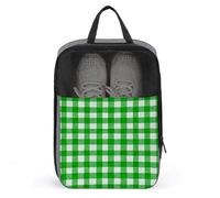 Vintage Green White Checker Pattern Shoe Bag for Travel Daily Use Anti-dust Storage Carrier Golf Shoe Pouch